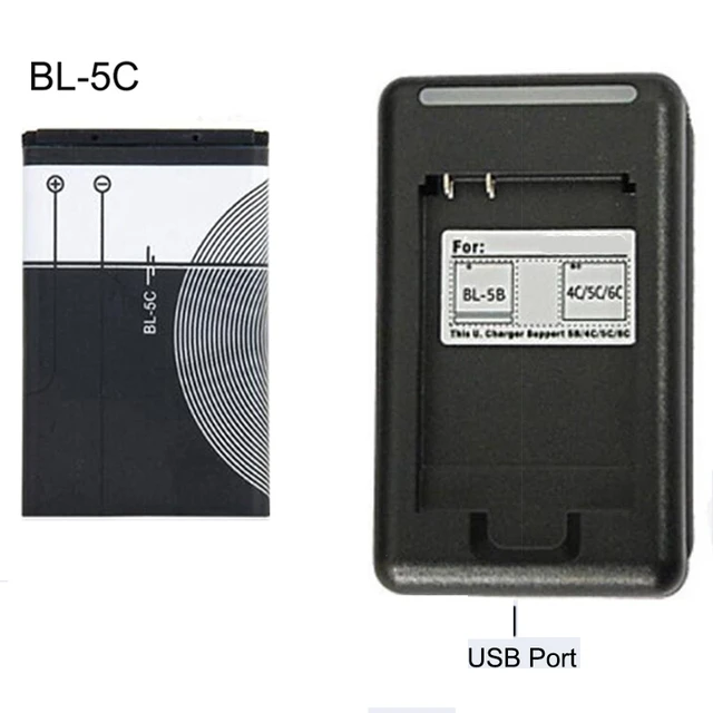 BL-5C Replacement Battery Original BL 5C USB Charger For Nokia Mobile Phone  Li-ion 3.7