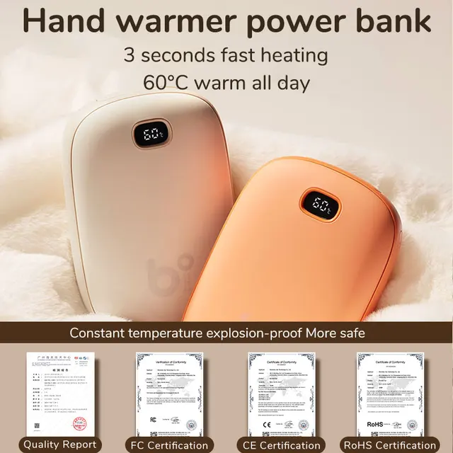 JISULIFE Hand Warmer ; Power Bank: Low Energy Consumption and High Heating Rate Warm Gift for Your Family and Friends