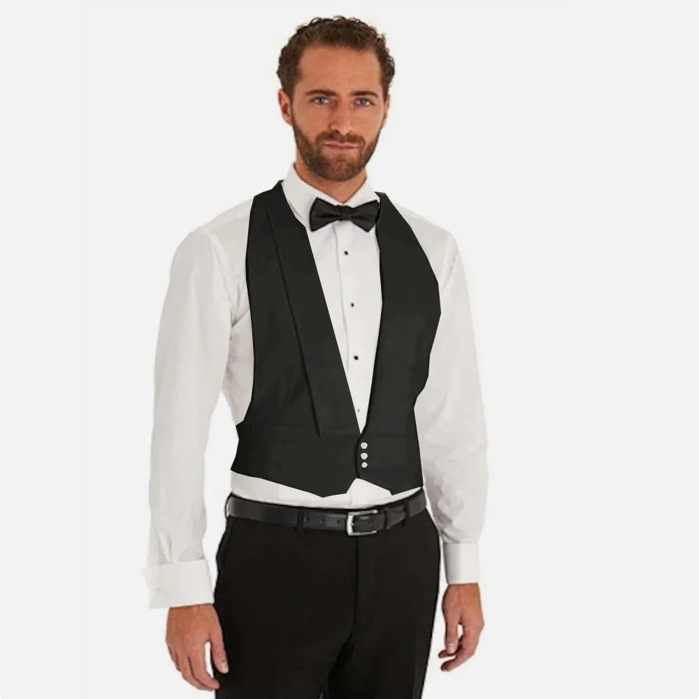 Men Vest Sexy Deep V Lightweight 3 Button White Cotton Short Style Pique Openback Spring Gentleman Groom Tuxedos Waistcoat 여름조끼 2