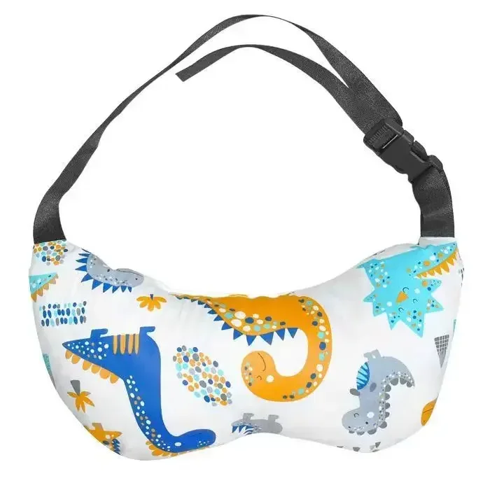 Oreiller De Siège Auto Enfant En Forme De H – Dinosaure Bleu – Soutien Tête/cou – Voyage