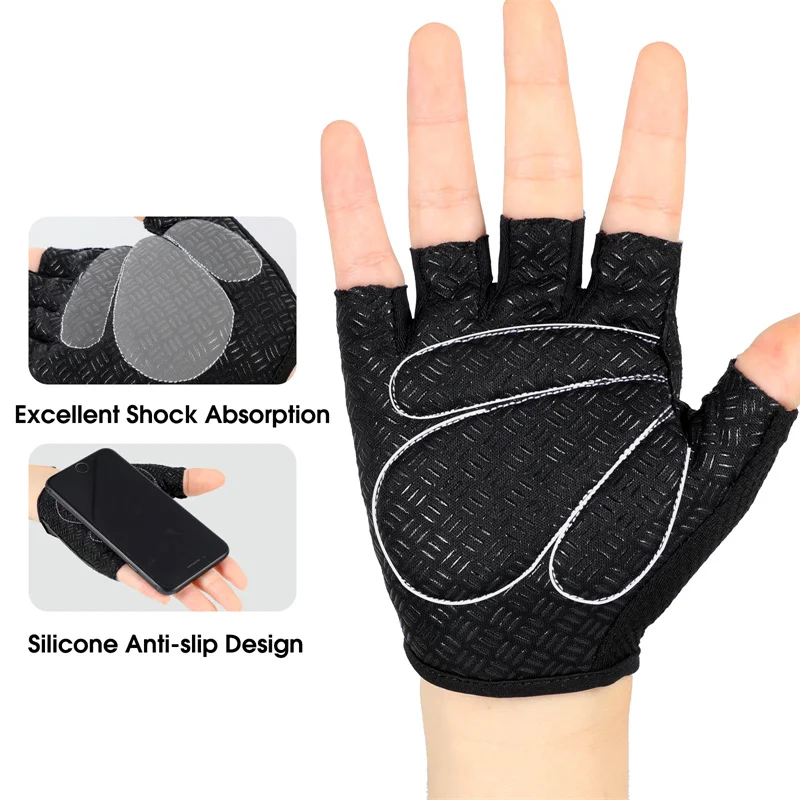 WEST BIKING MTB Road Bike Gloves Half Finger Anti Slip Cycling Gloves Motorcycle Men Sport Fitness Bicycle Fingerless Gloves 3