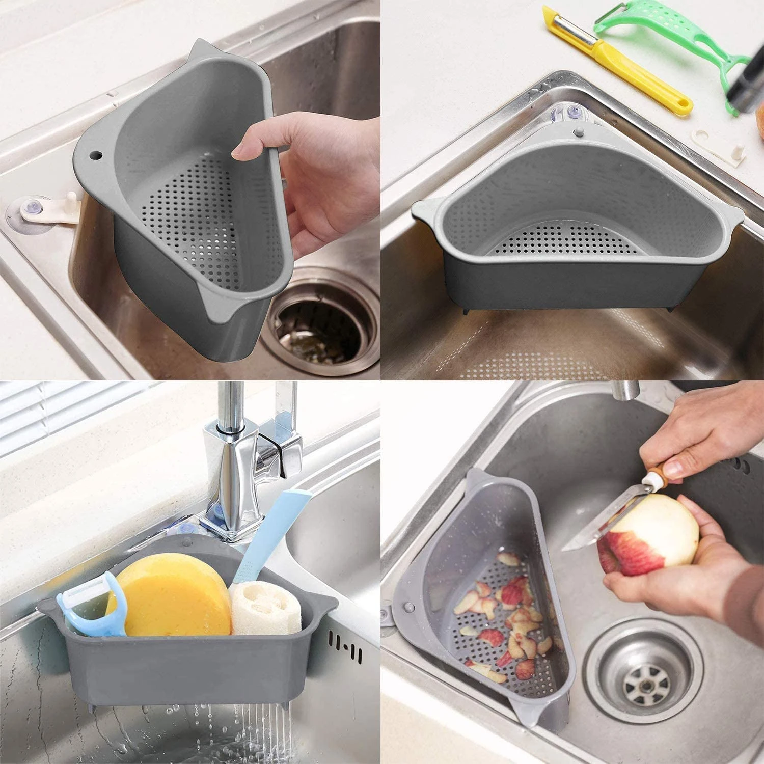 2pcs Sink Organiser Kitchen Sink Corner Drain Basket Shelf
