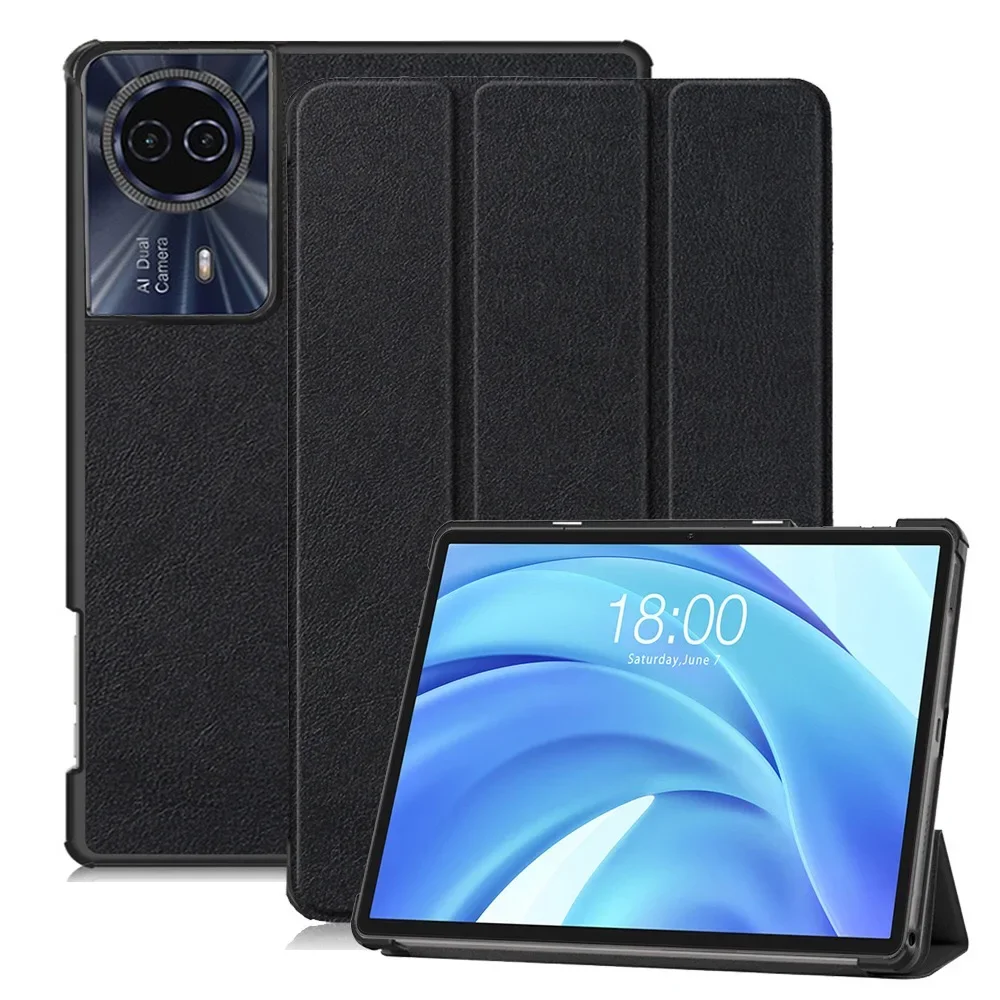 Tri-Fold Magnetic PU Leather Smart Tablet Case with Auto Sleep/Wake Function