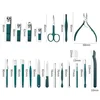 7/18PCS Stainless Steel Nail Clipper Set Grooming Tool Set With Case Manicure Art Beauty Tool Green Nails Cut Portable Household 5