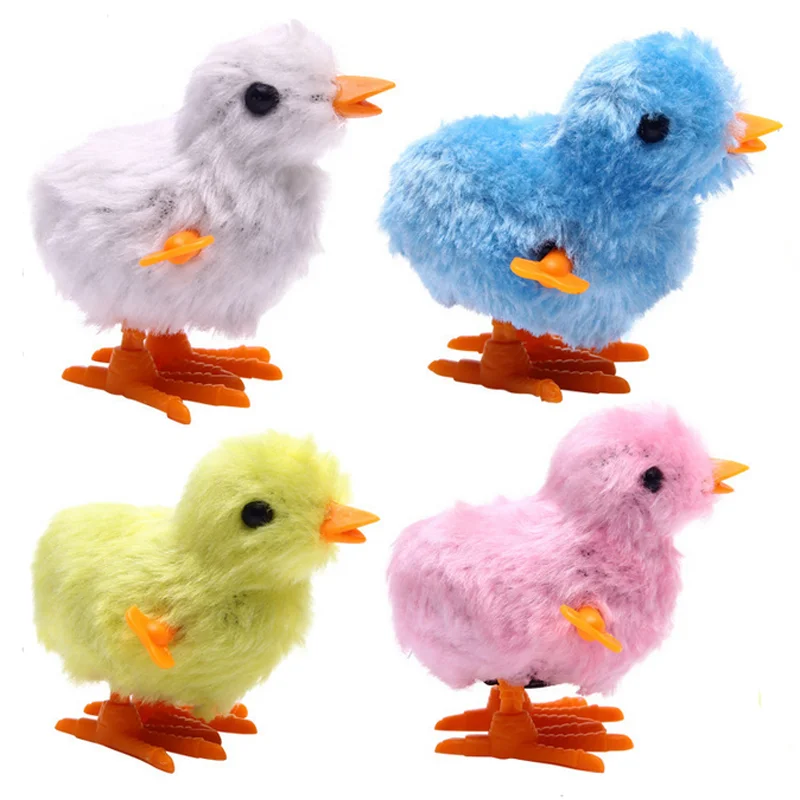 Kids Wind Up Toys Cute Plush Chick Cartoon Jumping Chicken Clockwork Toy Learning Educational Toys for Children Baby Funny Gifts