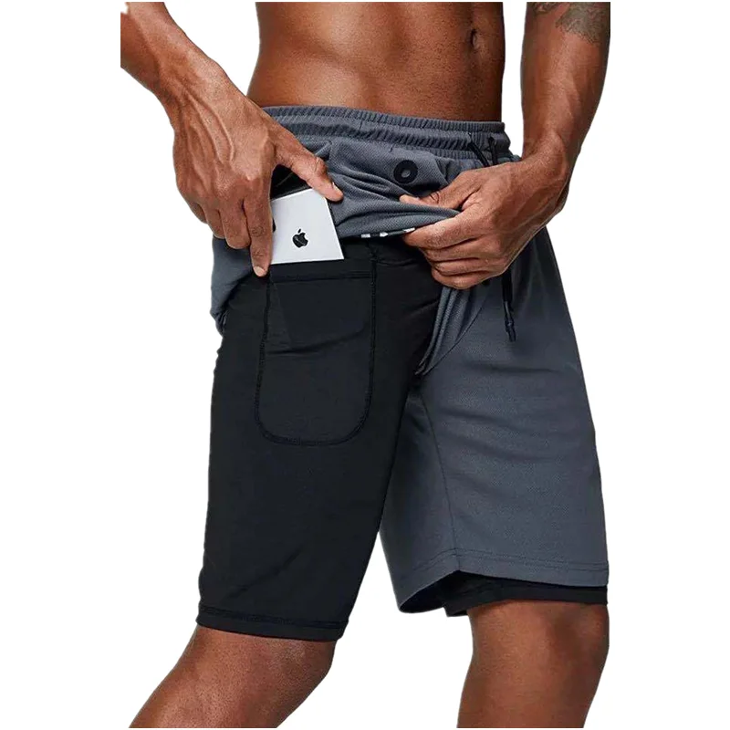 

Joggers shorts homens 2 em 1 esporte shorts fitness musculação treino secagem rápida praia shorts masculino verão correndo short