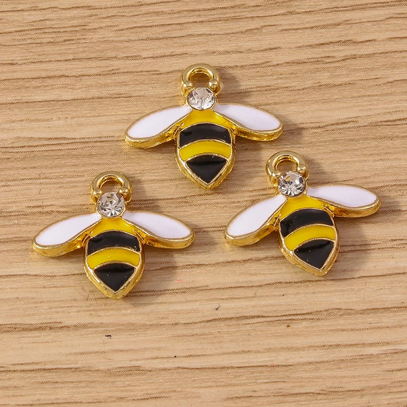 Tusember 10 Stück Niedliche Emaille-Honigbienen Mini-Bienen-Anhänger für Schmuckherstellung Ohrringe Halsketten DIY Armbänder – Detail 24