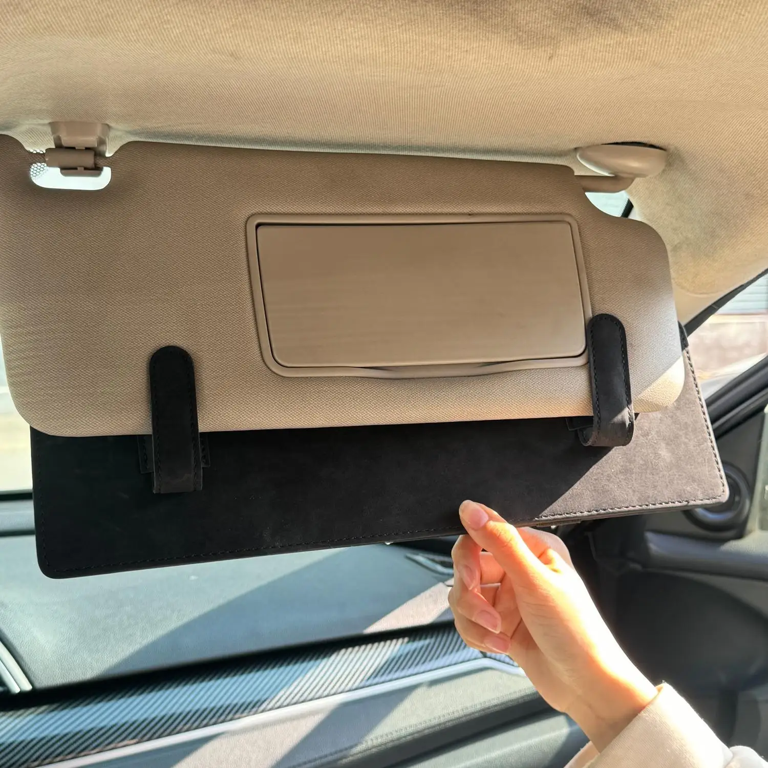 Auto-Sonnenblenden-Erweiterungspanel aus leichtem Wildleder – Blendschutzabdeckung ohne Sichtblockierung – Sonnenblenden-Plattenverlängerung – Detail 4
