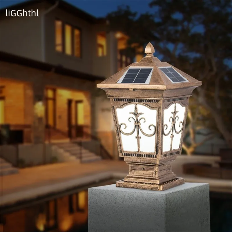 Outdoor Solar Post Light Modern Patio Pillar LED Waterproof Lighting For Lawn Garden Fence Gate Porch Courtyard