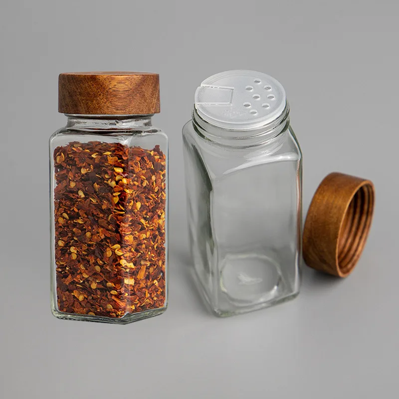 Glass Spice Jars with Wooden lids Kirrex Spice Jars Set Of Eight Kitchen  Storage