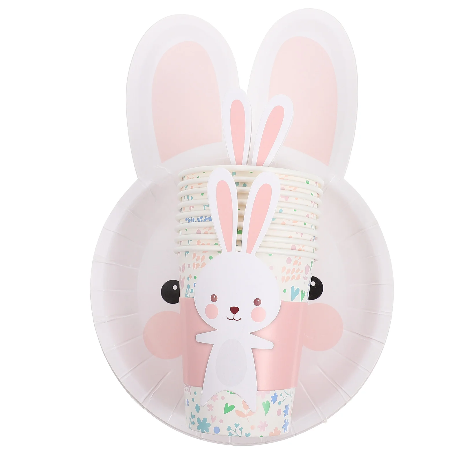 24 Pcs Rabbit Paper Plates Disposable Tableware Adorable Dinnerware Creative Easter Decorations Quality Cutlery Party Supplies
