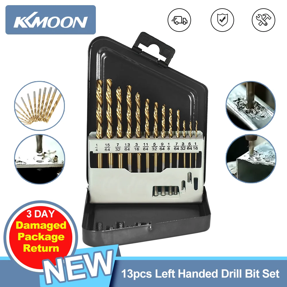 13pcs Left Handed Drill Bit Set M2 HSS extractor with Titanium Nitride