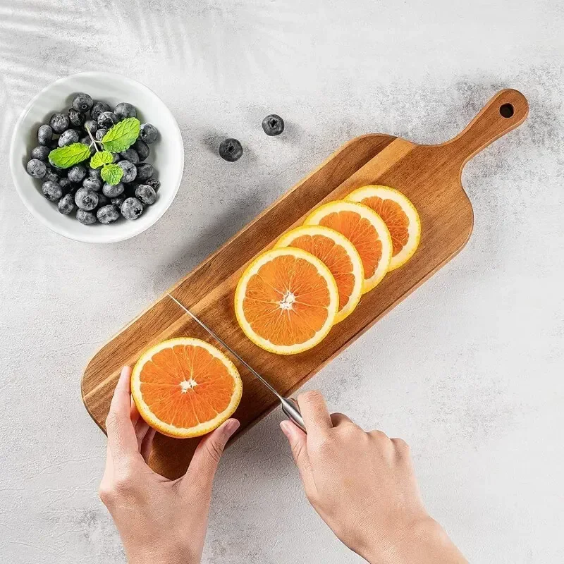 Wooden Cutting Board with Handle Kitchen Household Serving Board Wooden Cheese Charcuterie for Bread Fruit Plates