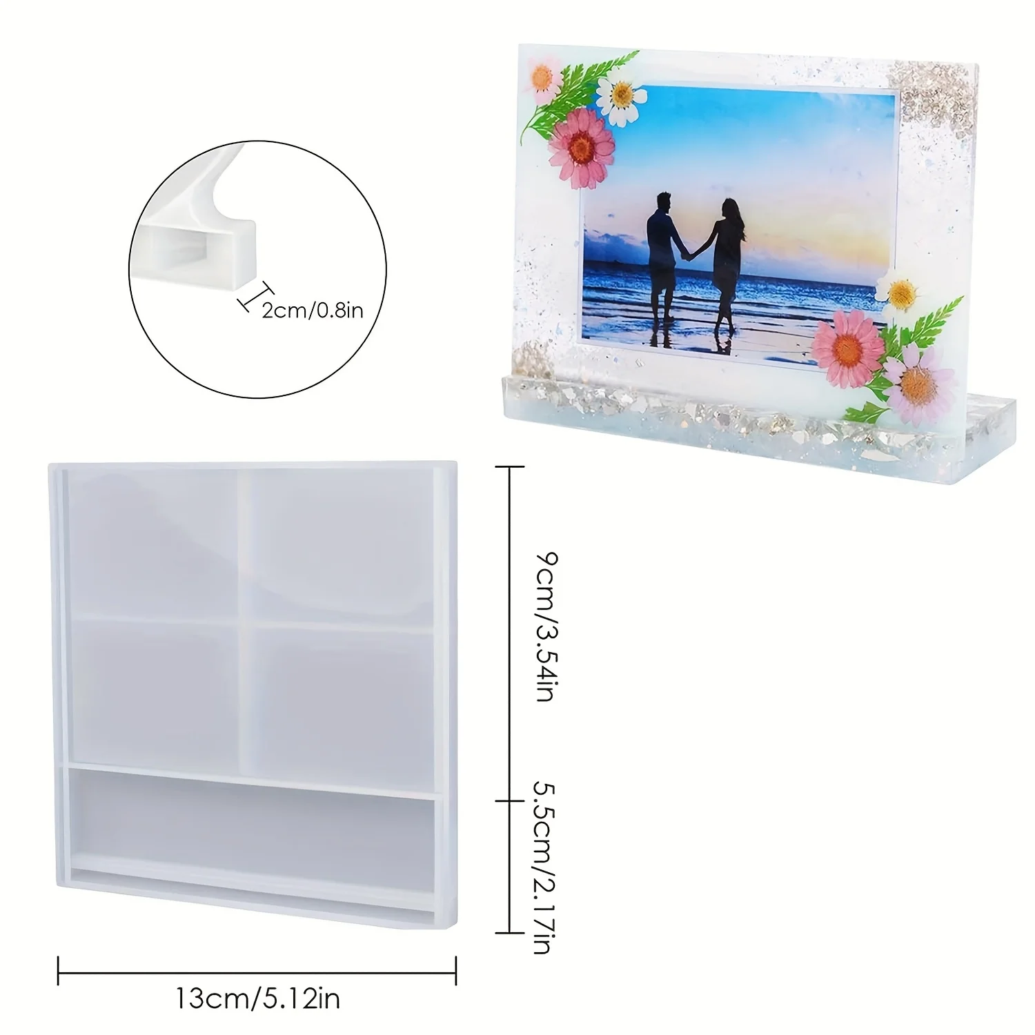 1 pezzo: stampi in resina per cornici per foto, stampi per colata in resina per cornici per foto, stampi quadrati e a forma di cuore, utilizzati per la decorazione del desktop domestico - immagine 5