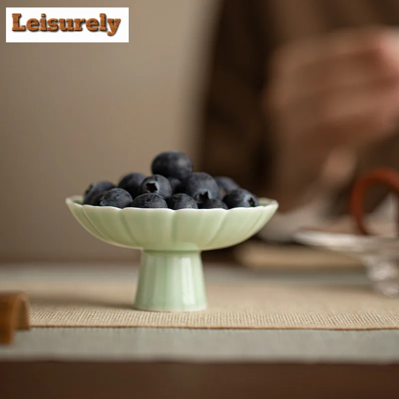 Jade Lotus Fruit Dishes Boutique Pastry Plate Dim Sum Plate Candy Bar Food Storage Tray Serving Tray For Tea Accessories Craft
