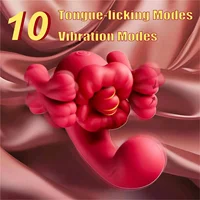 KUSHOR 3in1 Zunge Lecken Vibrator für Frauen G-punkt Klitoris Stimulator Dildo Vagina Massagegerät Weibliche Masturbation Erwachsene Sex Spielzeug 2