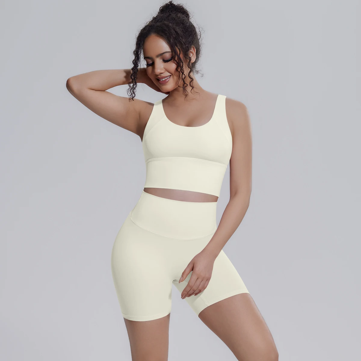 Solid Color Summer Yoga Set Woman's Sexy Backless Yoga Underwear with Chest Pad Quick-Dry Hip Push Up Fitness Shorts Sportswear