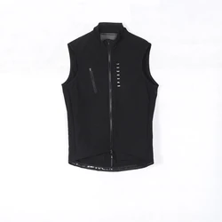 SPEXCEL All-Season Men's Lightweight Windproof Cycling Vest with Stretch Fabric and Two-Way Zipper - L (Black)