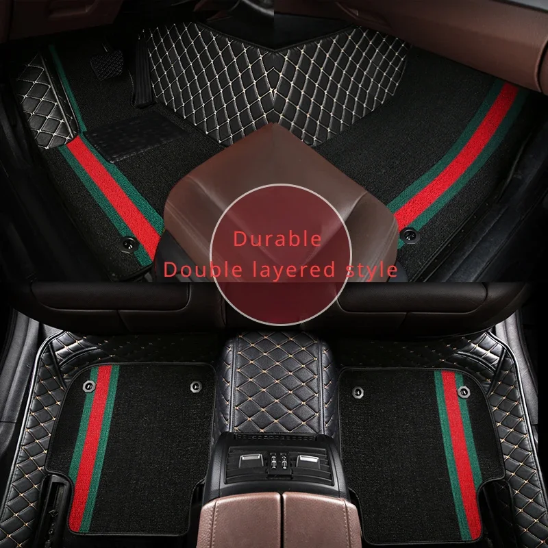 맞춤형 스타일 럭셔리 더블 레이어 자동차 바닥 매트, BMW 7 시리즈 G70 F01 2008-2015 F02 롱 G11 G12 롱 인테리어 디테일 
