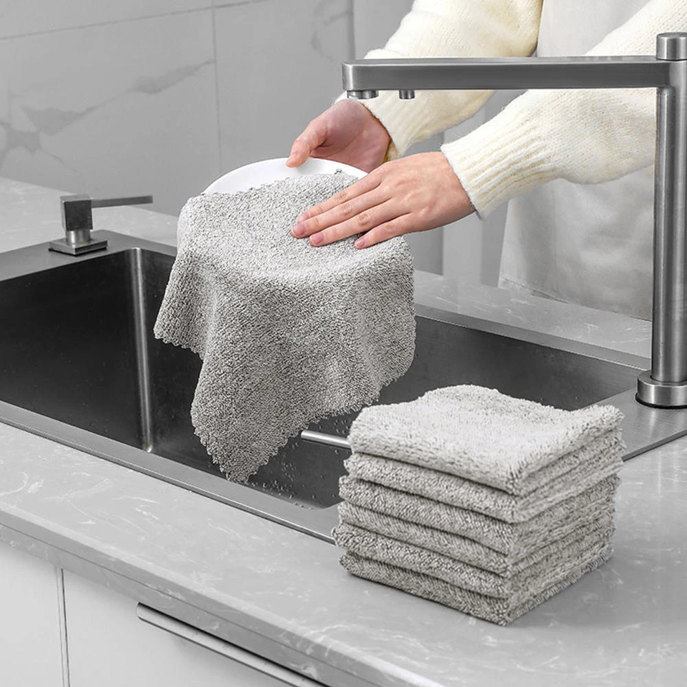 10pcs Strong Cleaning Cloth Dish Washing Microfiber Cleaning Towel Non