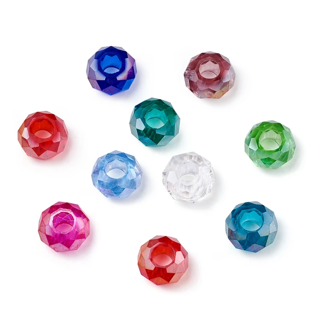 12pcs Mixed Color Faceted Resin Beads Large Hole Beads Spacer Beads For DIY  Bracelet Accessories Beaded Beads Jewelry Making