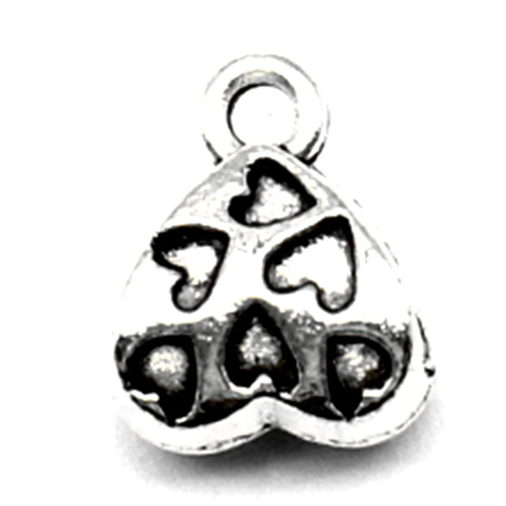 

Love Heart Tee Buckle Bead Caps Pendant Diy Jewelry For Women 9x11mm 10pcs Antique Silver Color