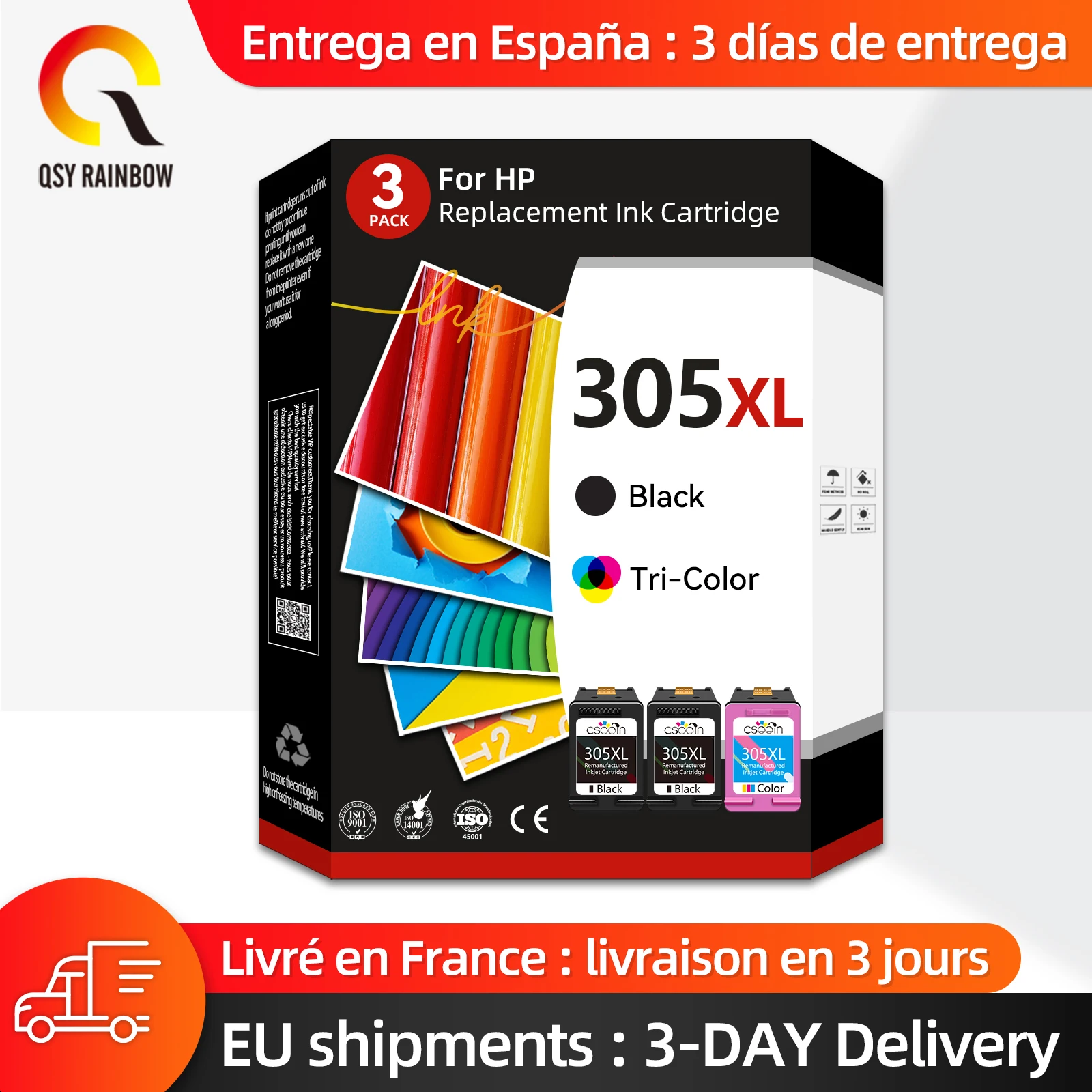 QSYRAINBOW 305 Ink Cartridge Replacement For HP 305 HP305 DeskJet 1210 1212 2710 2720 4110 4120 4130 6020 6030 6420 6430 inkjet ink cartridge ink cartridge