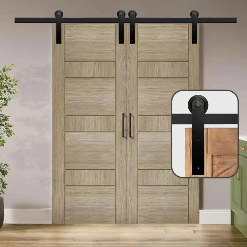 Gifsin I-Shaped Sliding Door Hardware Single Slide Heavy Duty Barn Door Hardware Kit