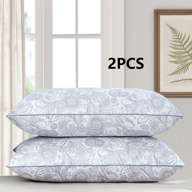 2PC High Quality Brushed Texture Patterned Sleep Pillow, Star Rated Hotel Grade Patterned Pillow Core Classical Patterned Pillow 1