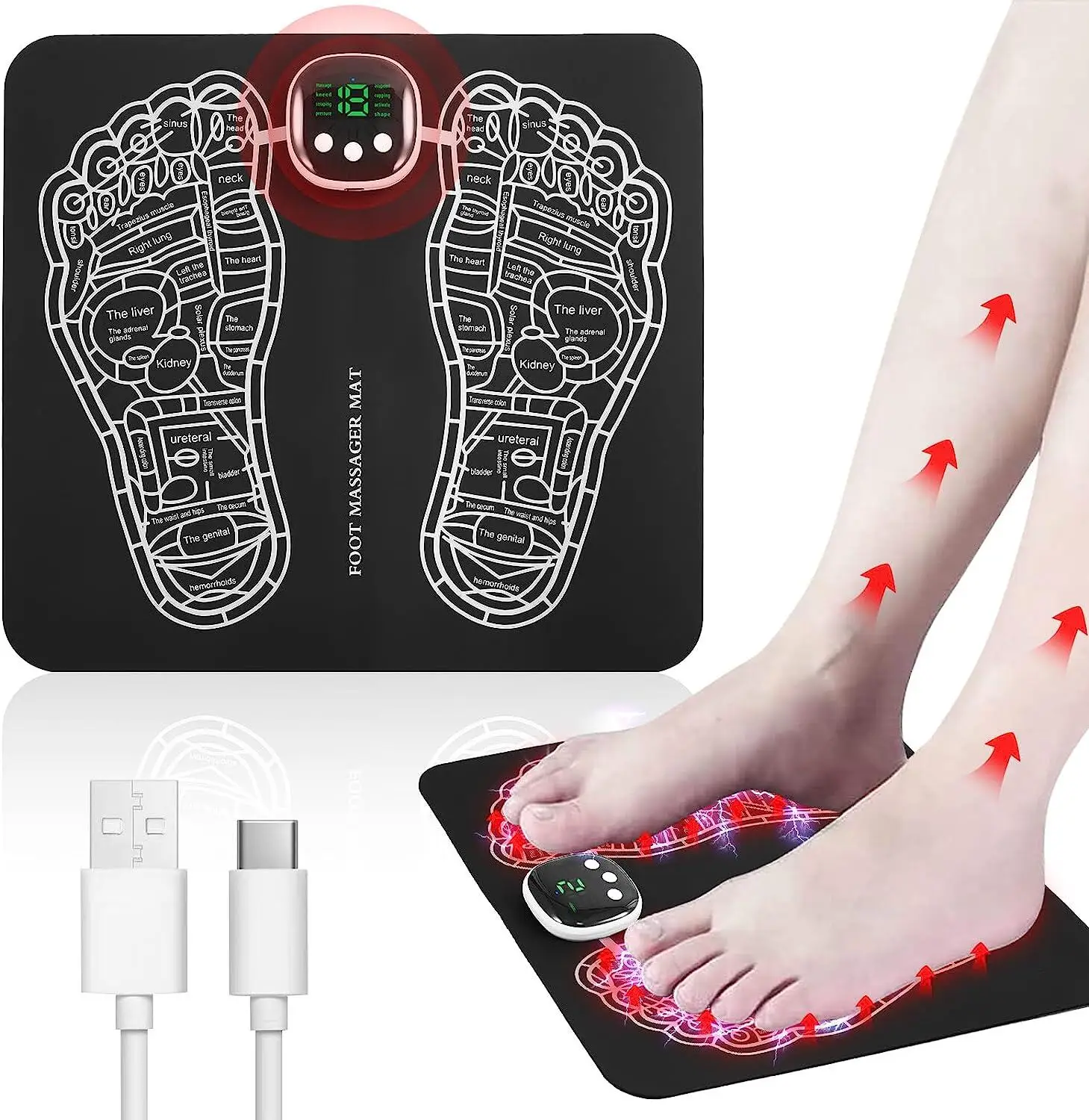 Ems Foot Massager Pad Portatile Pieghevole Massaggio Impulso Stimolazione Muscolare Uso Domestico Strumenti Di Massaggio Ricaricabili Alleviare Il Dol