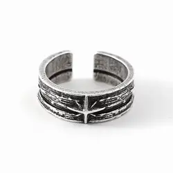 Silver Retro Starry Night Gothic Punk Adjustable Ring - Handmade Unisex Jewelry Gift - Resizable (MR011)