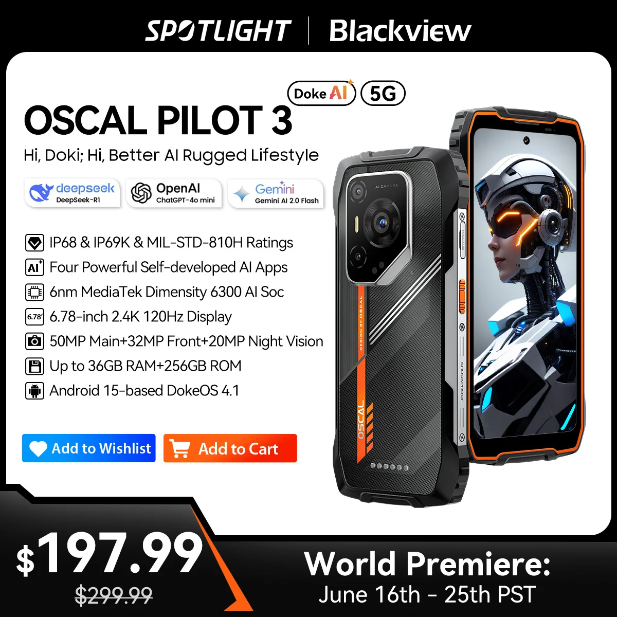 Blackview OSCAL PILOT 3 5G AI Rugged Smartphone MTK 6300