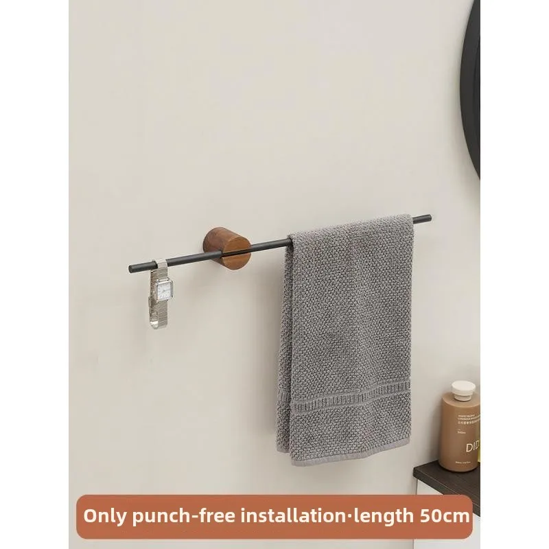 Walnut towel rack Punch-free bathroom towel hanging rack Bathroom storage