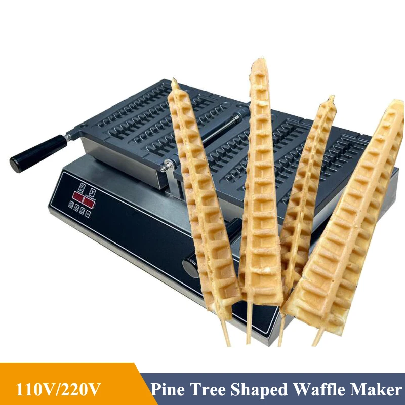 220v/110v Electric 4 Pcs Lolly Waffle Maker Leaf Waffle Baking Iron Cake Oven Pine Tree Lolly Waffle Machine