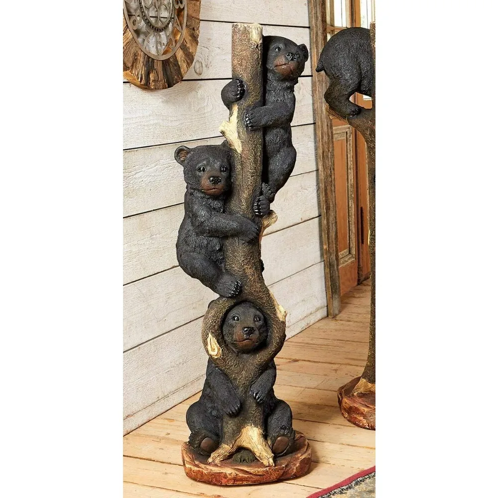 

Three Bears in A Tree Sculpture - Rustic Bear Decoration for Cabin, Lodge - 45.5" X 14" X 12"