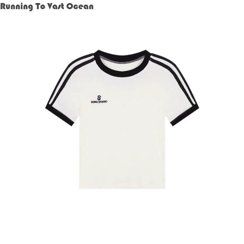 

2024 New Summer Women's T-shirt Effect with A Base Slimfit Short Sleeve Casual Sequins Fresh and Sweet Youth Girl Style T-shirt