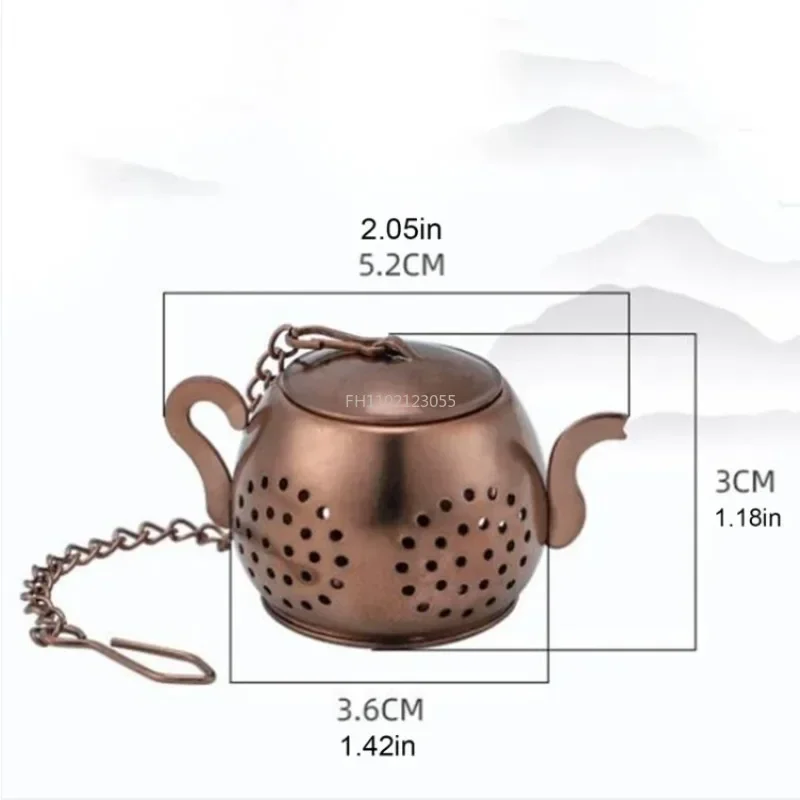 Metal Tea Strainer Teapot Shape Loose Tea Stainless Steel Infuser Leaf Tea Maker Strainer Chain Drip Tray Herbal Spice Filter