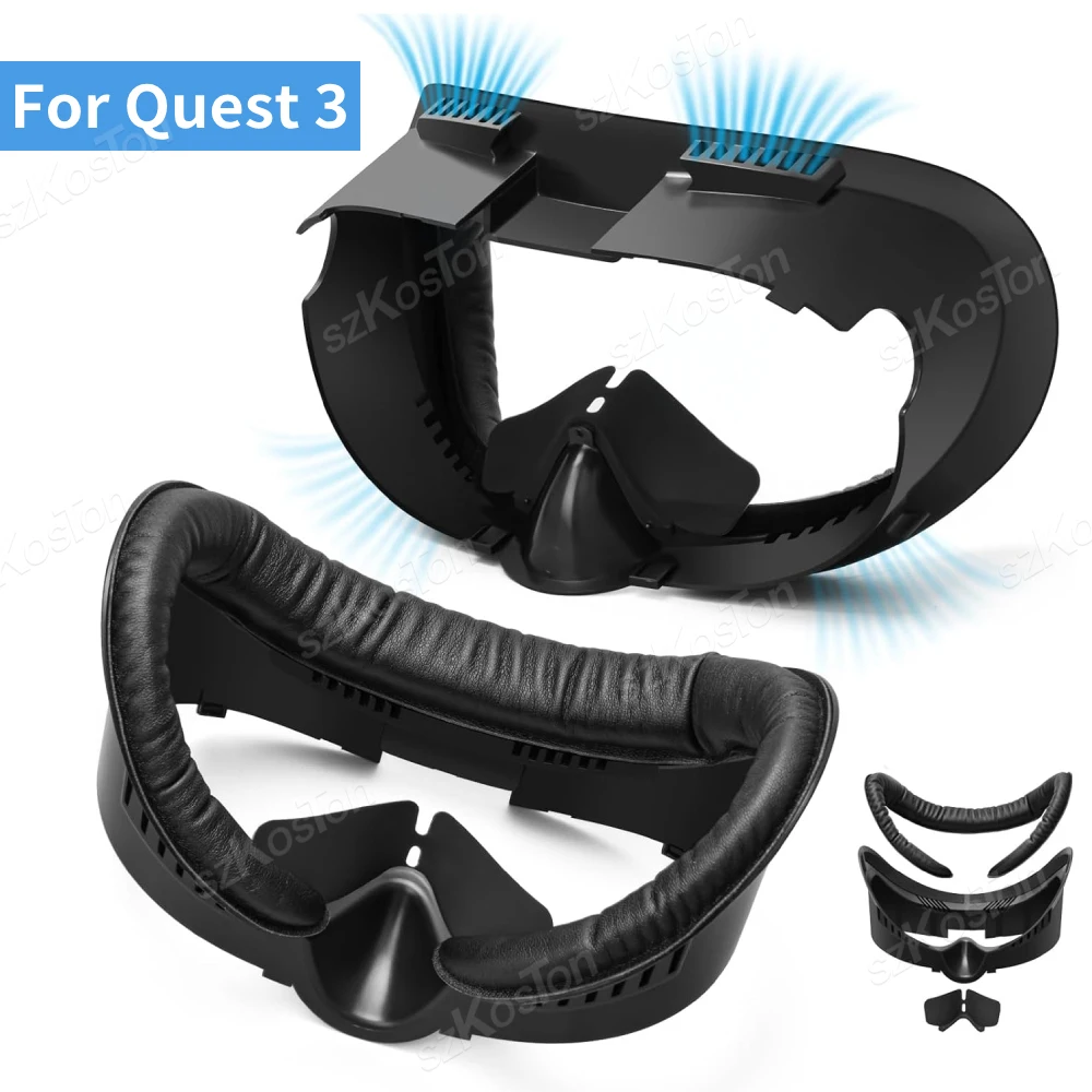 

Replacement Widen Shaped Facial Interface Bracket For Meta Quest 3 PU Leather Breathable Sweat Guard Face Pad VR Accessories