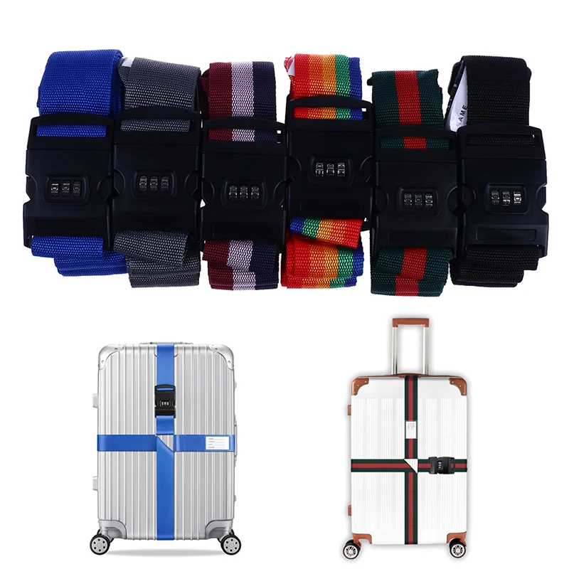 4.2m Nylon 3 Digits Password Lock Luggage Strap Cross Belt Packing Adjustable Travel Suitcase Buckle Strap Baggage Belts Luggage Strap