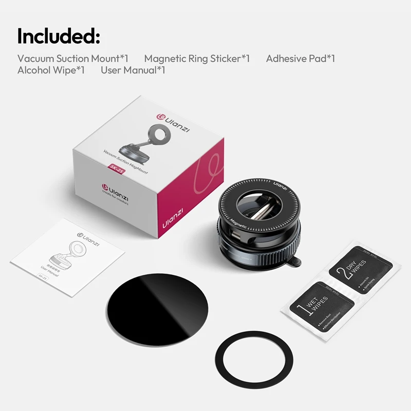 Ulanzi SK-25 Magnetic Car Phone Holder Suction Cup Car Specific Navigation Vacuum Support GPS Fixed Camera Position Shooting