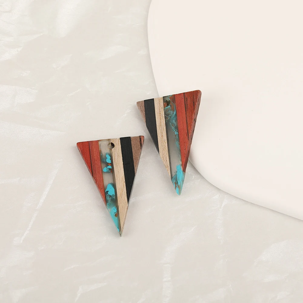 Cordial Design 40Pcs 22*32MM Jewelry Accessories/Natural Wood&Resin/Triangle Shape/Jewelry Findings&Components/Hand Made Charms - cordial