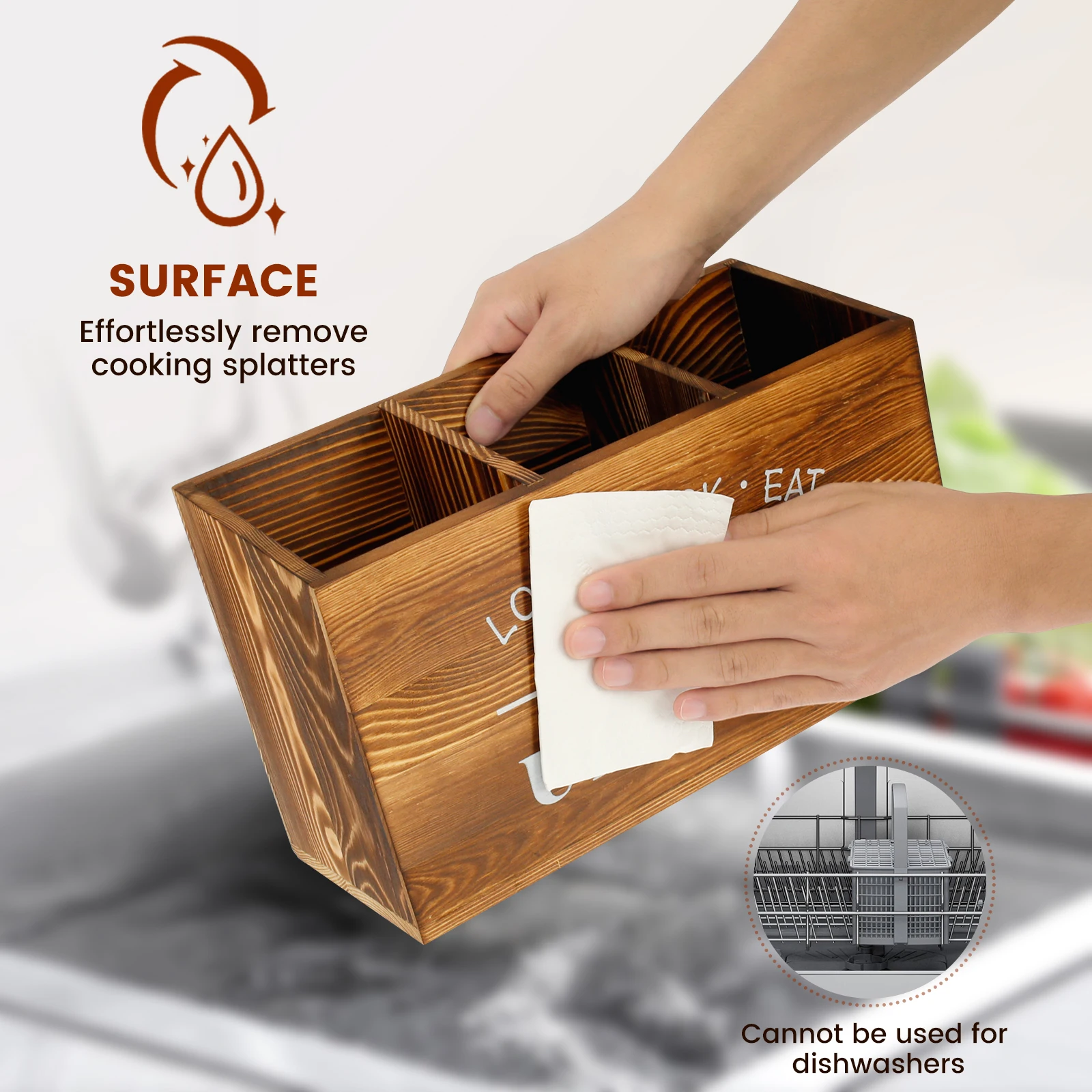 Paulownia Wood Kitchen Utensil Holder with Compartments 13 S776c436f30fc4e24bc09af03ceb702f1R