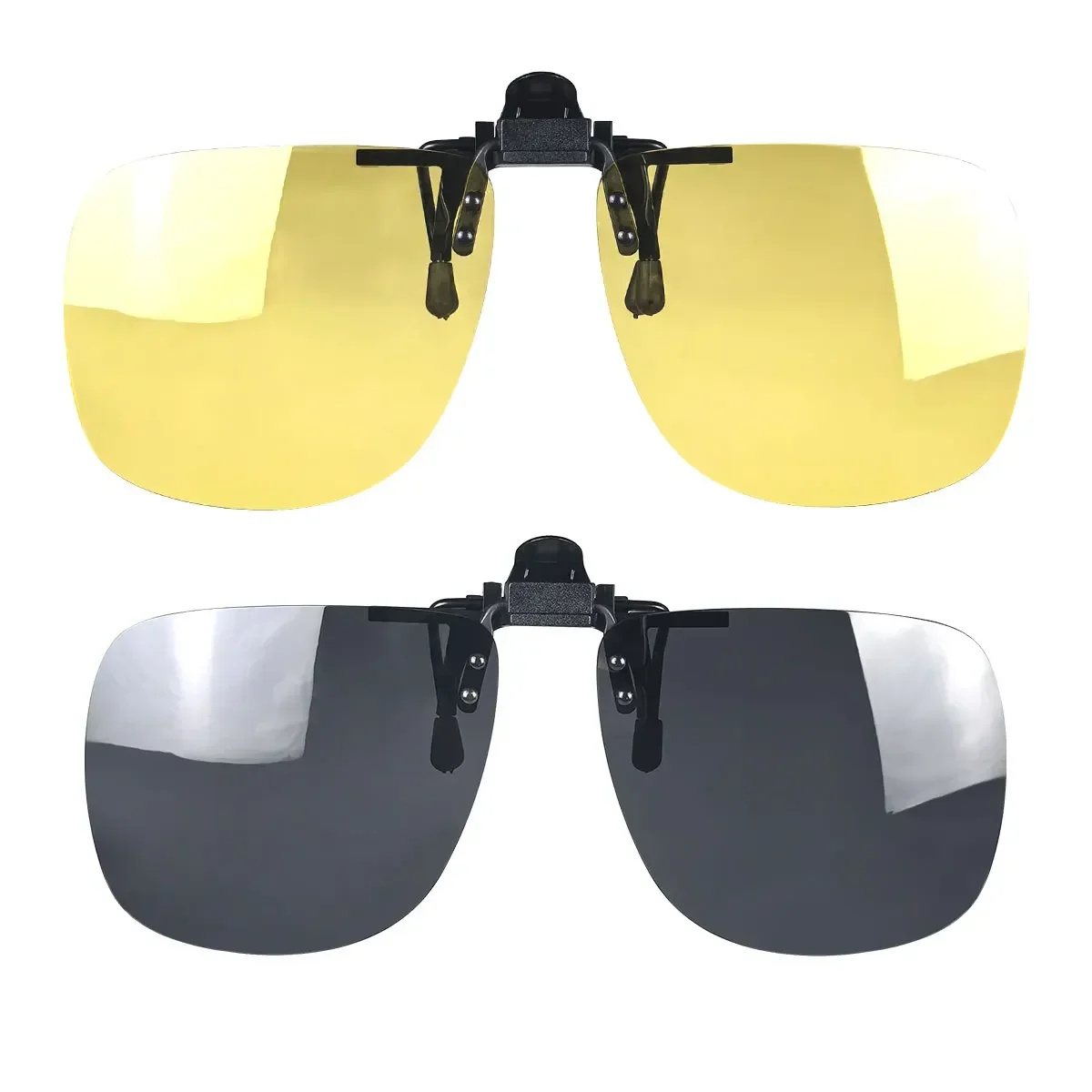 Enhanced Sleep-Optimized Polarized Clip-On Sunglasses - Large Square Shape with Orange and Yellow Lenses
