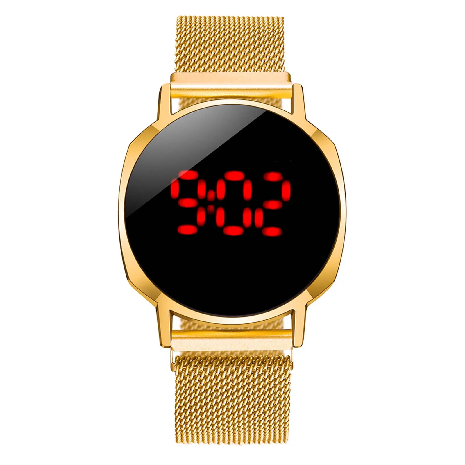 

Luxurious Mesh Belt Watch Ladies Electronic Display Watch Jewelry Gift Large Display Waterproof Digital Wrist Watches Relojes