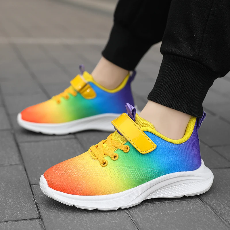 أحذية رياضية للأطفال، أحذية رياضية عصرية متعددة الألوان خفيفة الوزن من القماش الشبكي، مريحة وقابلة للتنفس للجري في الهواء الطلق للأولاد والبنات