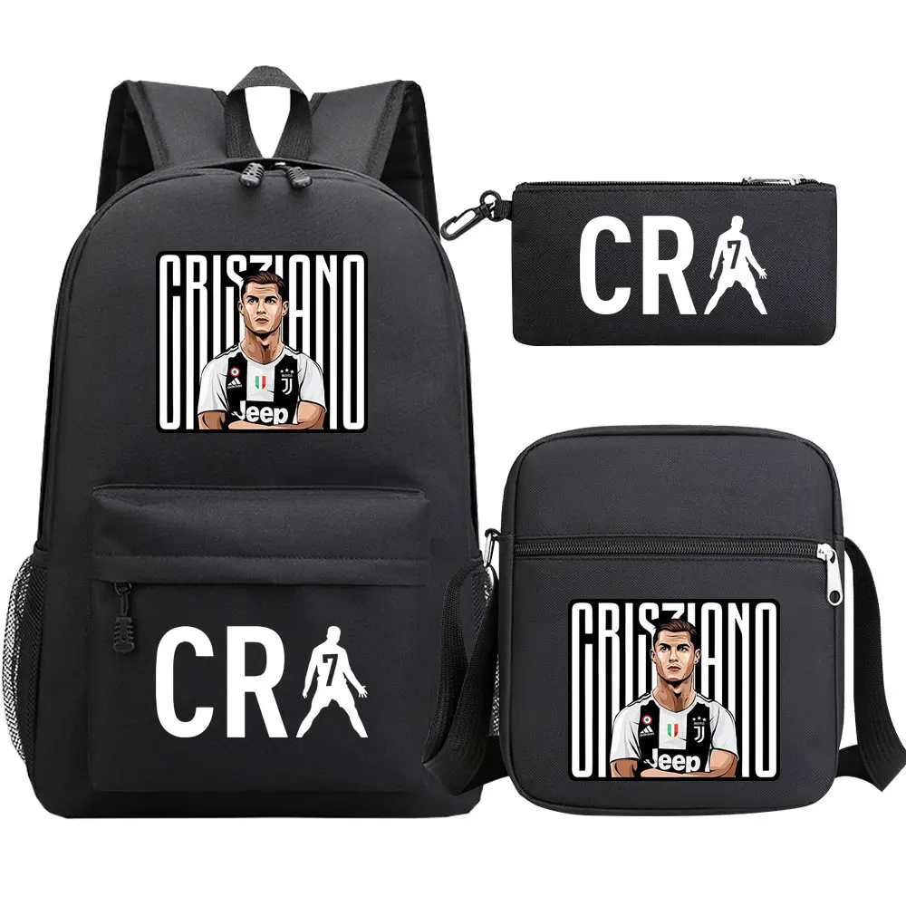 Sac à Dos Football Enfant CR-7 - Cartable Scolaire 40x30x13cm, Imprimé Dessin Animé, Étanche