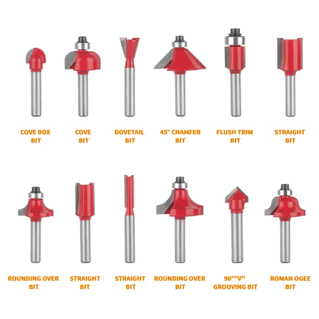 Ysusun – jeu de mèches de toupie, coupe droite en carbure de tungstène,  pour le travail du bois, outils de fraisage à Face, 12 pièces - AliExpress