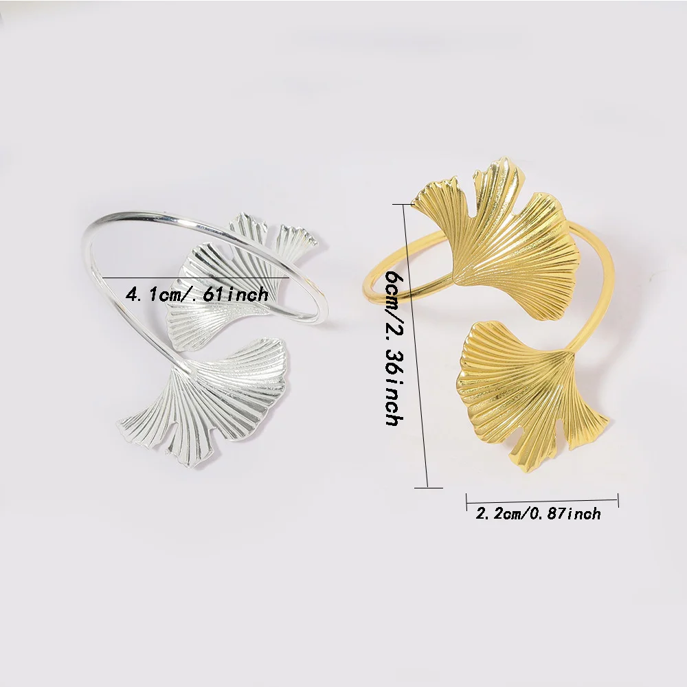 metal double ginkgo leaf napkins wedding rings hotel tables home decor dining table decorations 3/5PCS
