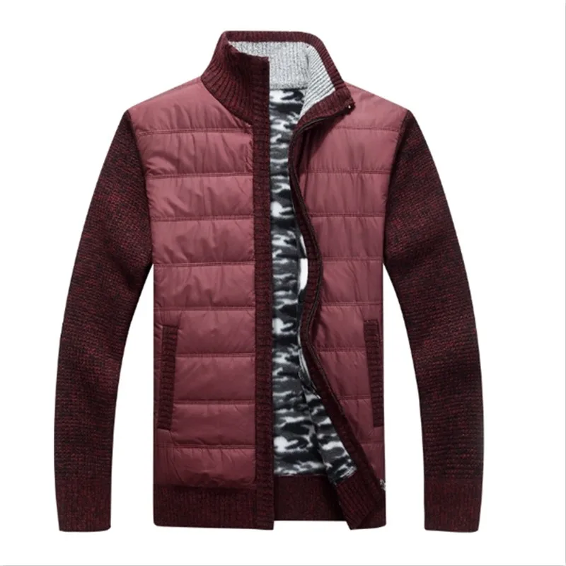 Autumn and Winter New Cardigan Men's British Fashion Mock Collar Plus Size Plush Thickened Coat Warm Knit Men's Sweater K0022