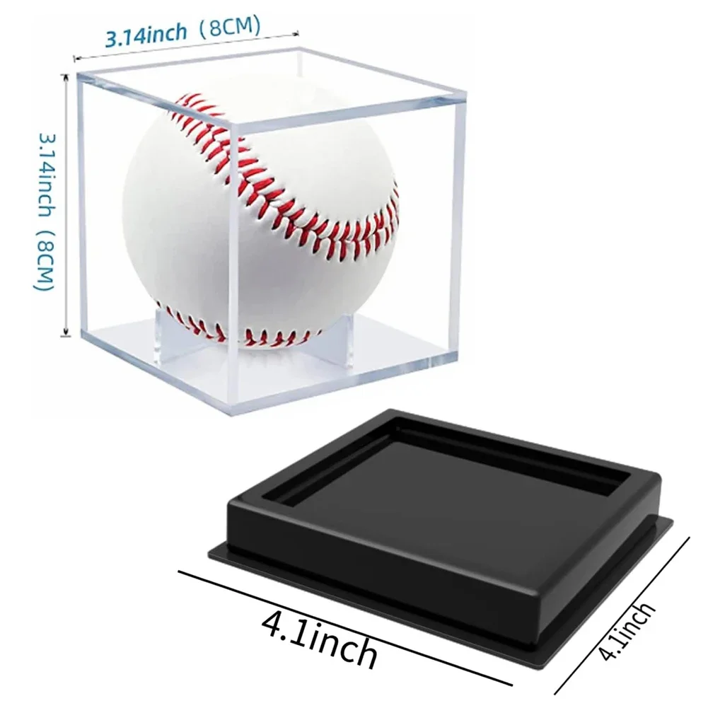 Acrylic Golf Tennis Ball Transparent Case with Bracket Cube Ball Holder Baseball Memorabilia Showcase for Golf Tennis Billiard